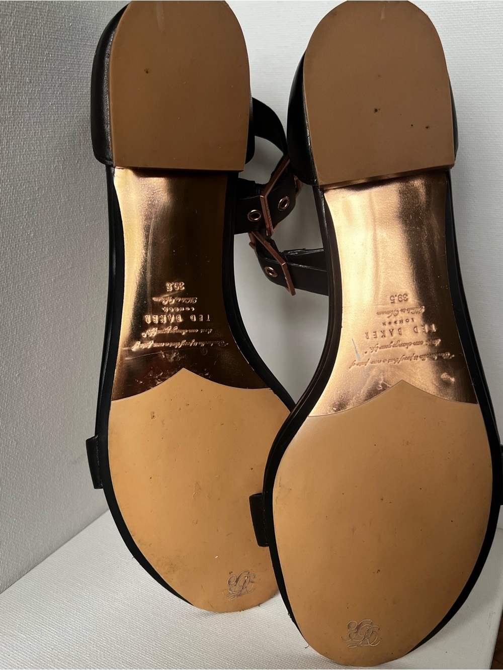Ted Baker Women's Black & Rose Toned Sandals with Buckle Strap - Size 39.5 EU - Picture 5 of 11
